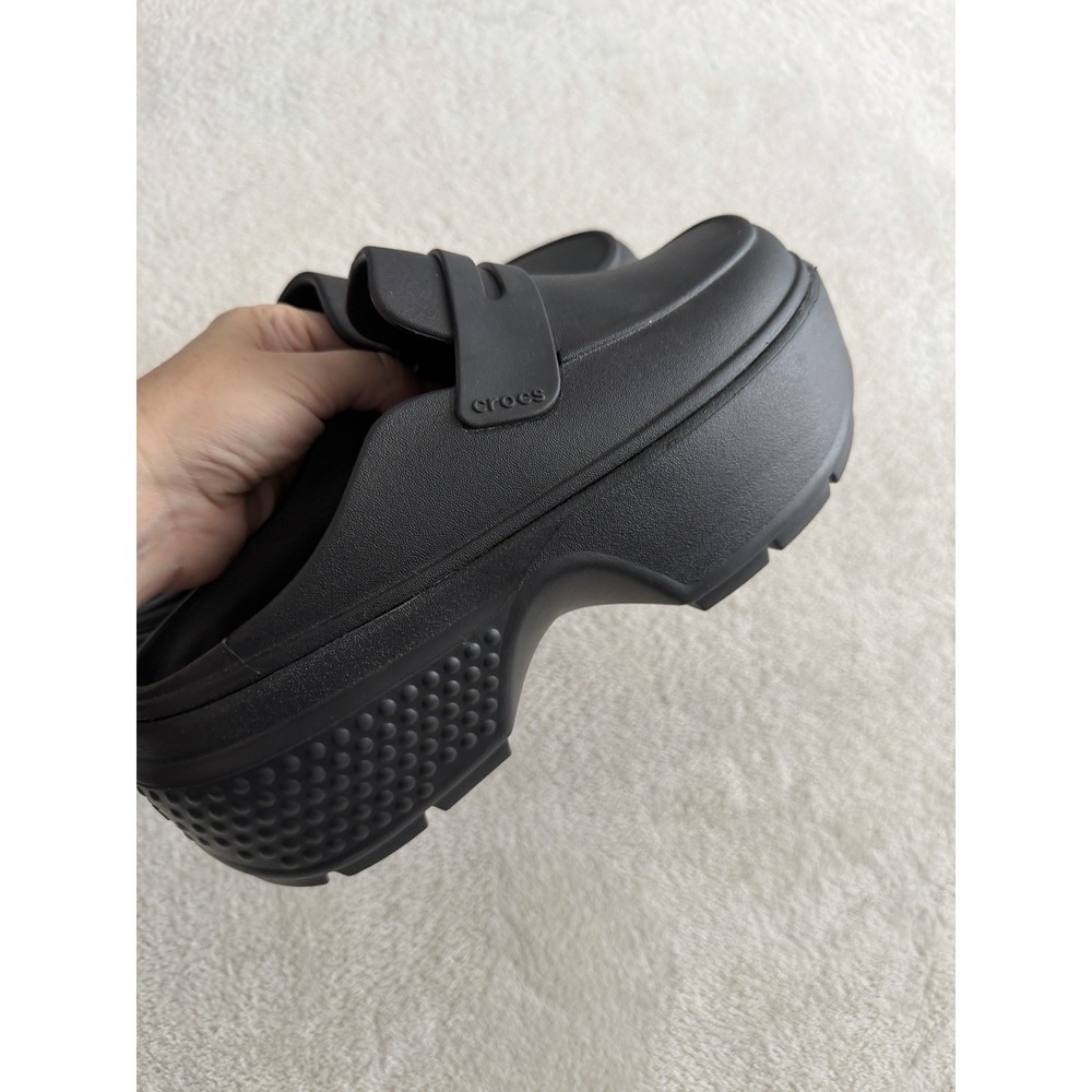 Crocs 8 Stomp Penny Loafers Slides Mules Black Chunky Platform Sandals Shoes